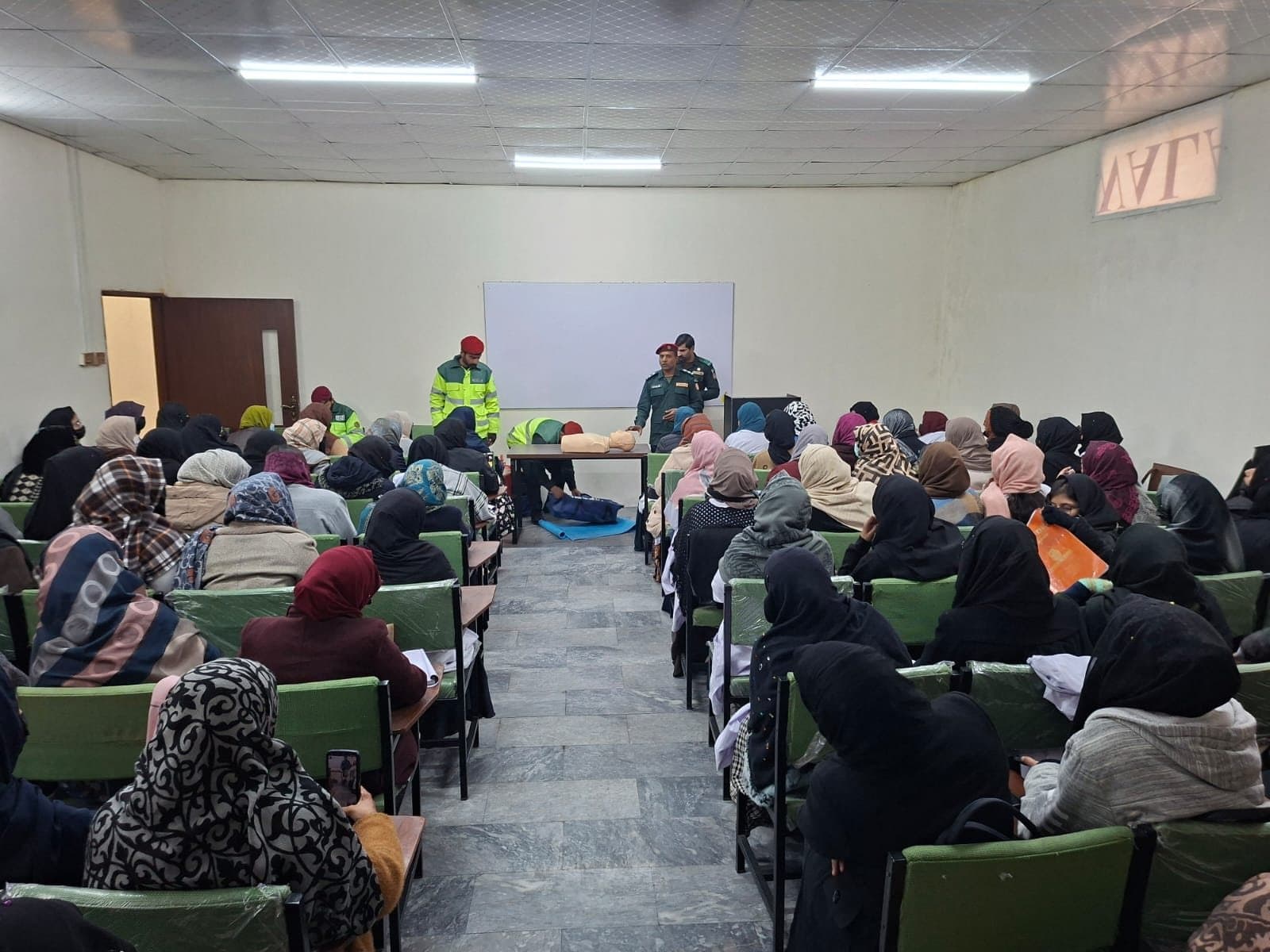 Students in the ISSA hall during the Rescue 1122 training session